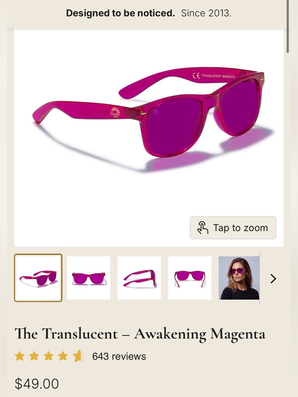 Rainbow OPTX Magenta translucent Sunglasses NEW - Picture 4 of 11